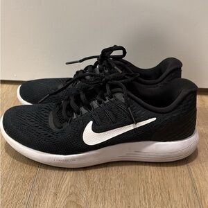 Nike Lunarlon Black Mesh Sneakers with White Swoosh